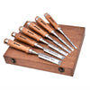 6 Piece Wood Chisel Set with Premium Wooden Storage Case